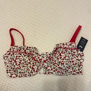 Abercrombie & Fitch Red Floral Bikini Top